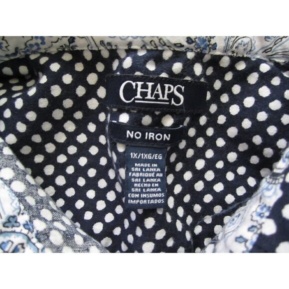 Women's Chaps No Iron Polka Dot Front Button Long Sleeve Shirt Size 1X (WB95) - Picture 2 of 9